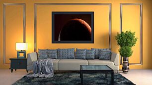 Πίνακας, κοντινό πλάνο ενός πορτοκαλιού σε μαύρο φόντο