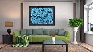 Πίνακας, κοντινό πλάνο μπλε χρώματος σε τοίχο