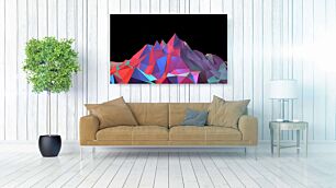 Πίνακας, ένα πολύχρωμο βουνό με μαύρο ουρανό στο φόντο