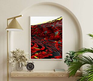 Πίνακας, μια εικόνα που δημιουργήθηκε από υπολογιστή με κόκκινα και κίτρινα λουλούδια