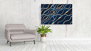 Πίνακας, μια εικόνα που δημιουργείται από υπολογιστή με κυματιστές μπλε και κόκκινες γραμμές