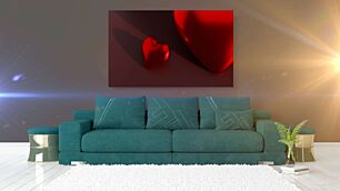 Πίνακας, μια-δυο κόκκινες καρδιές καθισμένες η μία δίπλα στην άλλη