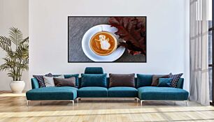 Πίνακας, ένα φλιτζάνι καφέ με ένα φάντασμα ζωγραφισμένο πάνω του