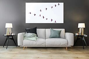Πίνακας, ένα σμήνος πουλιών που πετούν στον ουρανό