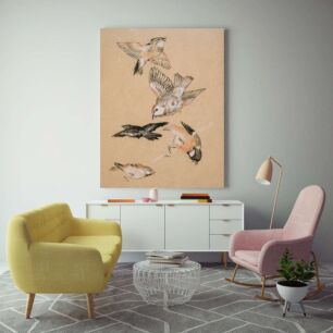 Πίνακας, μια ομάδα πουλιών που πετούν στον αέρα