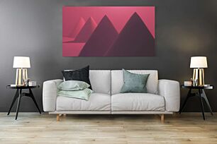 Πίνακας, μια ομάδα βουνών με φόντο κόκκινο ουρανό