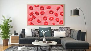 Πίνακας, μια ομάδα κόκκινων ντόνατς που κάθονται το ένα δίπλα στο άλλο