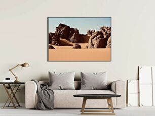 Πίνακας, μια ομάδα βράχων που κάθεται στη μέση μιας ερήμου