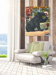 Πίνακας, μια μεγάλη μαύρη αρκούδα που στέκεται στα πίσω πόδια της