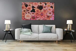 Πίνακας, μια μεγάλη ομάδα από ροζ και πορτοκαλί λουλούδια