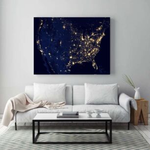 Πίνακας, ένας χάρτης των ηνωμένων πολιτειών τη νύχτα