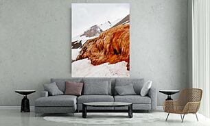 Πίνακας, ένα βουνό καλυμμένο με χιόνι δίπλα σε έναν γκρεμό