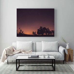 Πίνακας, ένας νυχτερινός ουρανός γεμάτος αστέρια και δέντρα