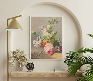 Πίνακας, ένας πίνακας με ένα μπουκέτο λουλούδια σε ένα τραπέζι