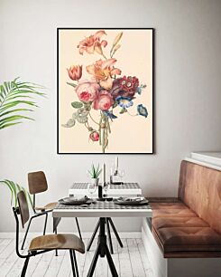 Πίνακας, ένας πίνακας με ένα μπουκέτο λουλούδια σε λευκό φόντο