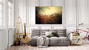 Πίνακας, ένας πίνακας με ένα αστικό τοπίο με φόντο έναν ουρανό