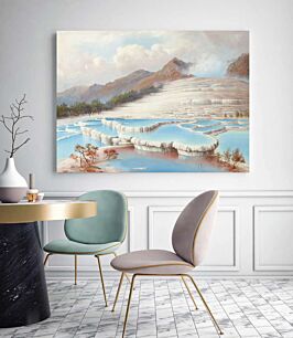 Πίνακας, ένας πίνακας μιας λίμνης που περιβάλλεται από βουνά