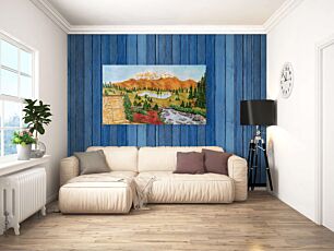 Πίνακας, ένας πίνακας ενός τοπίου με βουνά και δέντρα