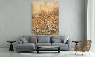 Πίνακας, μια ζωγραφιά μιας οροσειράς με ένα ρυάκι να τη διασχίζει