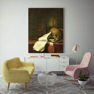 Πίνακας, ένας πίνακας με ένα κρανίο και άλλα αντικείμενα σε ένα τραπέζι