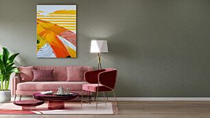 Πίνακας, μια ζωγραφιά ενός πορτοκαλί και κίτρινου τοπίου
