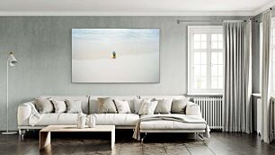 Πίνακας, ένας ανανάς που κάθεται πάνω από μια αμμώδη παραλία