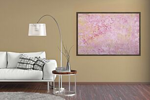 Πίνακας, μια ροζ και κίτρινη ζωγραφιά σε έναν τοίχο