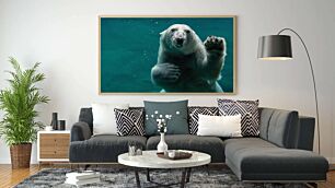 Πίνακας, μια πολική αρκούδα κολυμπά στο νερό