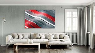 Πίνακας, κόκκινο και ασημί φόντο με κυματιστές γραμμές
