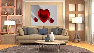 Πίνακας, μια κόκκινη καρδιά που κάθεται πάνω από ένα λευκό τραπέζι