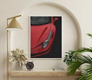 Πίνακας, ένα κόκκινο σπορ αυτοκίνητο παρκαρισμένο σε πάρκινγκ