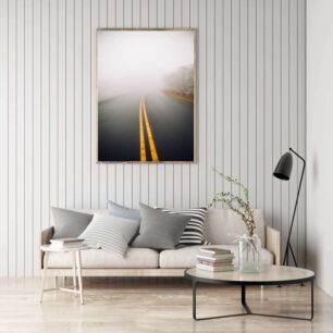 Πίνακας, δρόμος με κίτρινη γραμμή στη μέση του