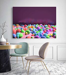 Πίνακας, ένα δωμάτιο γεμάτο με πολλές διαφορετικές χρωματιστές μπάλες
