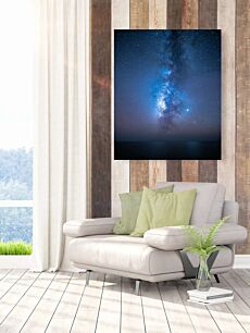 Πίνακας, ένας ουρανός γεμάτος με πολλά αστέρια δίπλα σε ένα υδάτινο σώμα