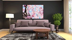 Πίνακας, ένα δέντρο με πολλά ροζ λουλούδια πάνω του