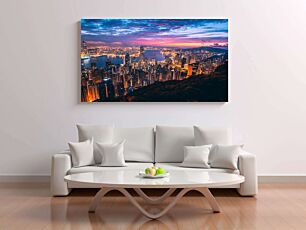 Πίνακας, θέα μιας πόλης από την κορυφή ενός βουνού