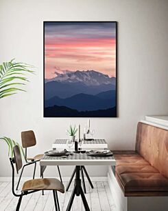 Πίνακας, θέα μιας οροσειράς στο ηλιοβασίλεμα