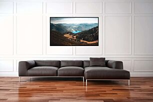 Πίνακας, θέα μιας οροσειράς με μια λίμνη στη μέση