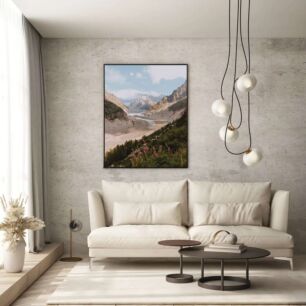 Πίνακας, θέα μιας κοιλάδας με βουνά στο βάθος