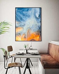 Πίνακας, μια αφηρημένη ζωγραφιά ενός πορτοκαλί και γαλάζιου ουρανού