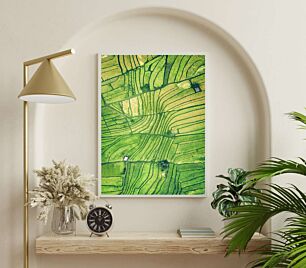 Πίνακας, μια εναέρια άποψη ενός πράσινου ορυζώνα