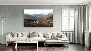 Πίνακας, μια εναέρια άποψη ενός χωριού στα βουνά