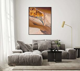 Πίνακας, μια εναέρια άποψη αμμόλοφων και νερού