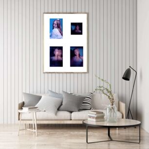 Πίνακας, τέσσερις φωτογραφίες polaroid μιας γυναίκας με μακριά μαλλιά