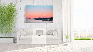 Πίνακας, ο ήλιος δύει πάνω από τα βουνά πάνω από τα σύννεφα