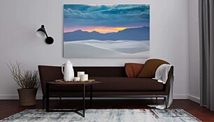 Πίνακας, ο ήλιος δύει πάνω από τα βουνά στην έρημο