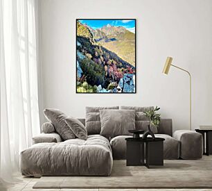 Πίνακας, η θέα από την κορυφή ενός βουνού το φθινόπωρο