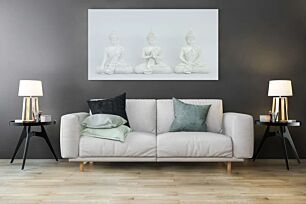 Πίνακας, τρία λευκά αγάλματα του βούδα που κάθονται το ένα δίπλα στο άλλο