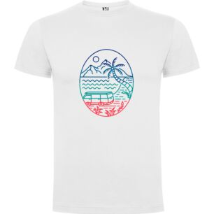Palm Road Sunset Vector Tshirt σε χρώμα Λευκό Large