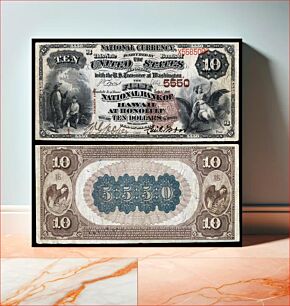 Πίνακας, $10 Series 1882BB National Bank Note, The First National Bank of Honolulu at Hawaii (Charter #5550), the first and largest of the U